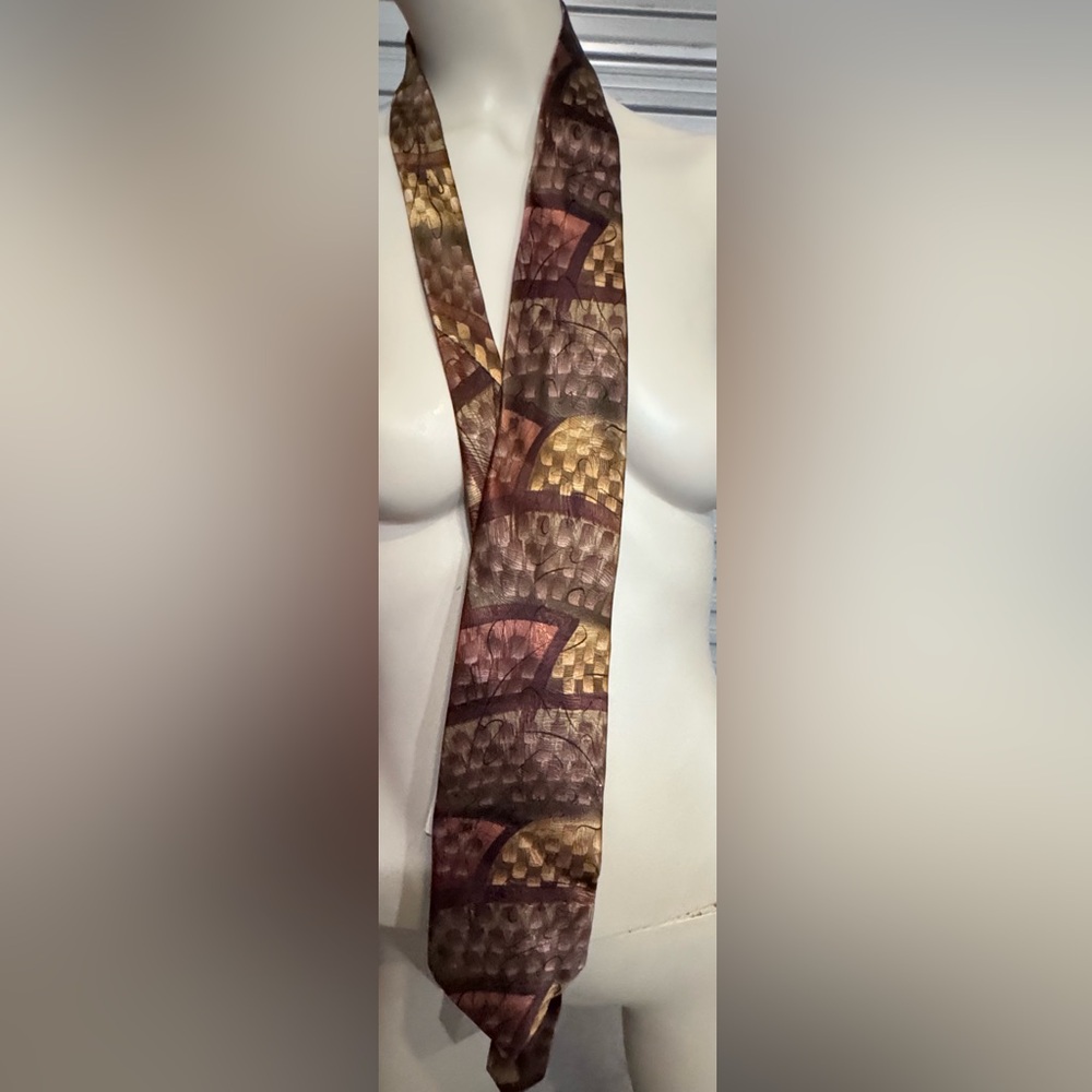 JERRY  GARCIA NECKTIE NWT BROWN TAN BLACK GOLD ABSTRACT